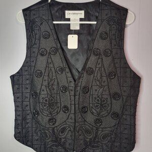 Black Liz Claiborne Collection Beaded Vest